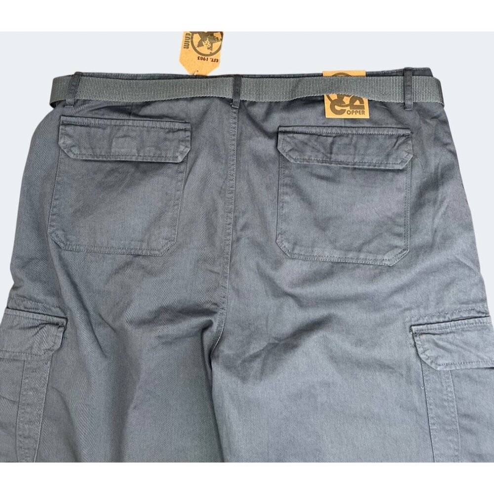 CD Copper Denim Mens Cargo Shorts Gray 100% Cotton With Belt Size 44 - Picture 8 of 14